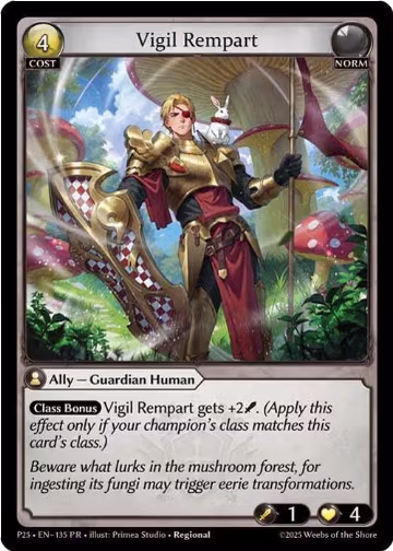 Vigil Rempart (135), Promotional Cards — Grand Archive card price