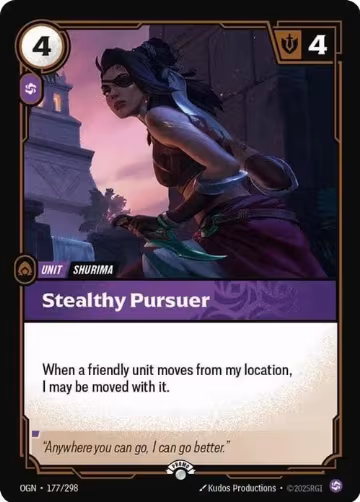 Stealthy Pursuer (177/298), Riftbound Organized Play Promotional Cards — Riftbound card price