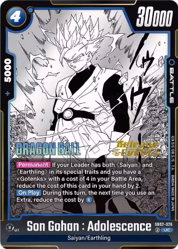 Son Gohan : Adolescence (SB02-026), Manga Booster 02 Release Event Cards — DB Fusion card price
