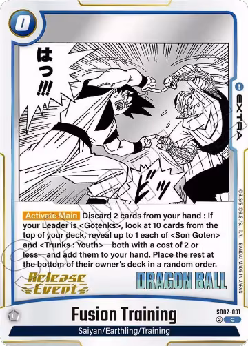 Fusion Training (SB02-031), Manga Booster 02 Release Event Cards — DB Fusion card price