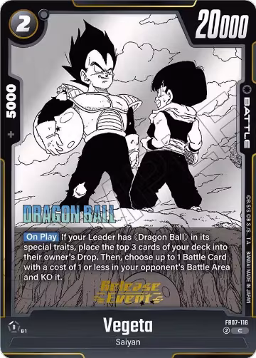 Vegeta - FB07-116 (FB07-116), Manga Booster 02 Release Event Cards — DB Fusion card price