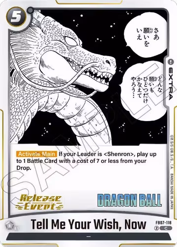 Tell Me Your Wish, Now (FB07-118), Manga Booster 02 Release Event Cards — DB Fusion card price