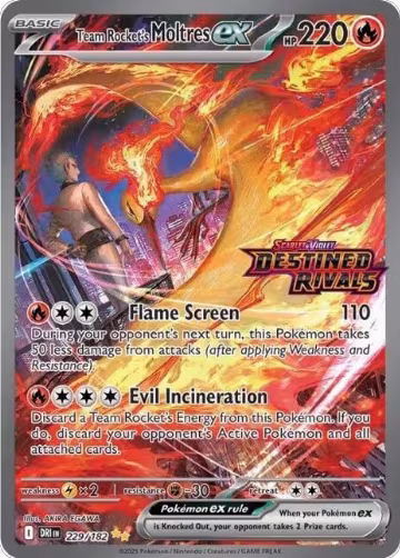 Team Rocket's Moltres ex - 229/182 (Destined Rivals Stamp) (229/182), Miscellaneous Cards & Products — Pokémon card price