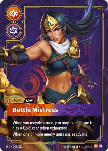 Sivir, Battle Mistress (203/221), Spiritforged — Riftbound card price