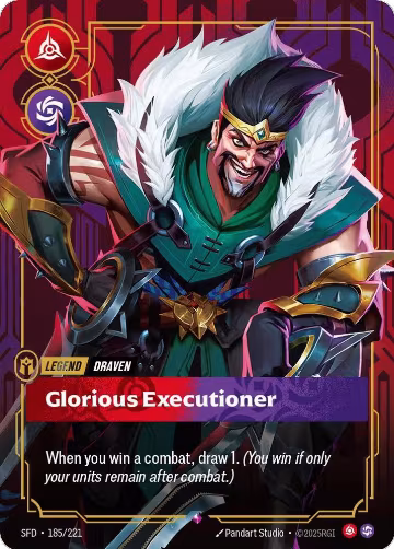 Draven, Glorious Executioner (185/221), Spiritforged — Riftbound card price