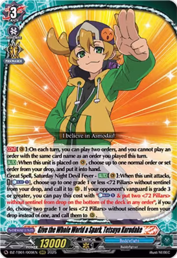 Give the Whole World a Spark, Tetsuya Kurodake (DZ-TB01/009EN), DZ-TB01: Future Card Buddyfight — Vanguard card price