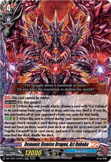 Demonic Demise Dragon, Azi Dahaka (DZ-TB01/043EN), DZ-TB01: Future Card Buddyfight — Vanguard card price