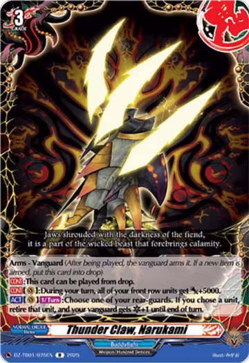 Thunder Claw, Narukami (DZ-TB01/075EN), DZ-TB01: Future Card Buddyfight — Vanguard card price