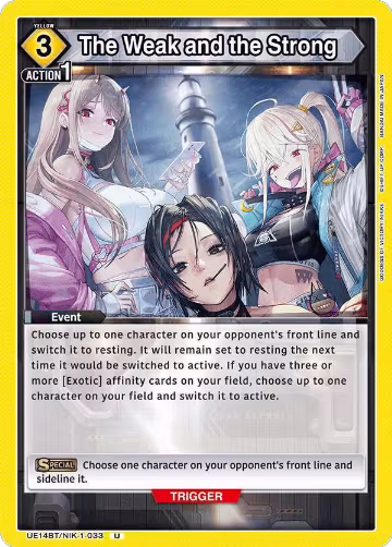 The Weak and the Strong (UE14BT/NIK-1-033), GODDESS OF VICTORY: NIKKE — Union Arena card price