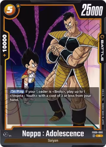 Nappa : Adolescence (FB08-080), Saiyan's Pride — DB Fusion card price