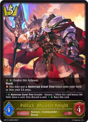 Patrick, Rhiceros Knight (BP12-018EN), Worldreaver’s Descent — Shadowverse card price