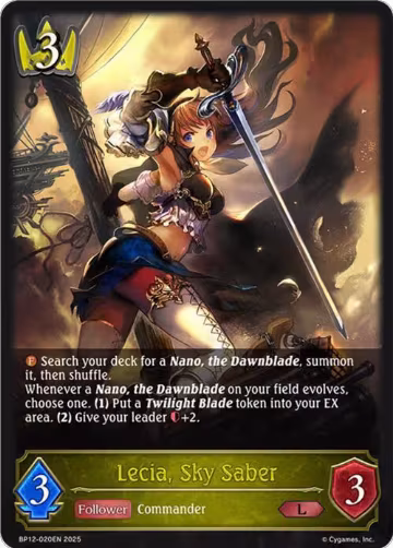 Lecia, Sky Saber (BP12-020EN), Worldreaver’s Descent — Shadowverse card price