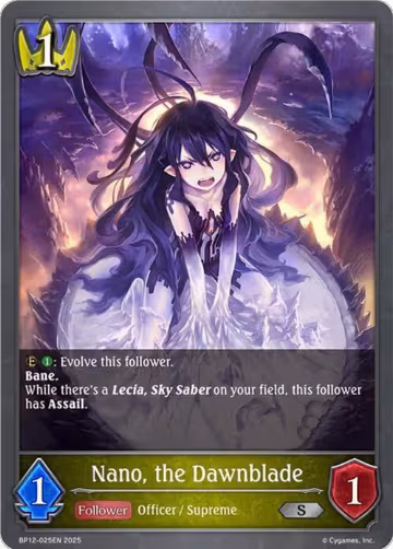 Nano, the Dawnblade (BP12-025EN), Worldreaver’s Descent — Shadowverse card price