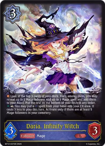 Daria, Infinity Witch (BP12-037EN), Worldreaver’s Descent — Shadowverse card price