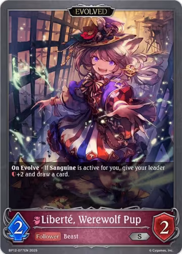 Liberte, Werewolf Pup (Evolved) (BP12-077EN), Worldreaver’s Descent — Shadowverse card price