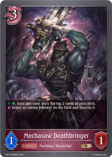 Mechasaw Deathbringer (BP12-083EN), Worldreaver’s Descent — Shadowverse card price