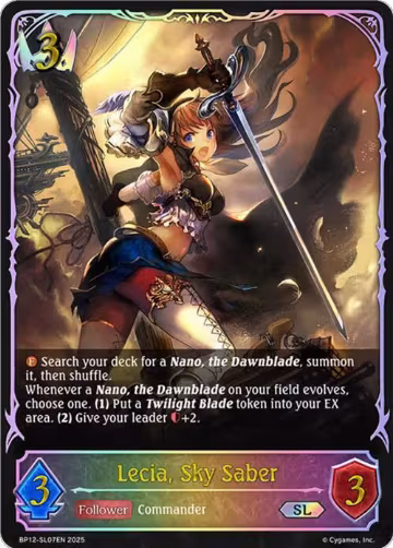Lecia, Sky Saber (SL) (BP12-SL07EN), Worldreaver’s Descent — Shadowverse card price