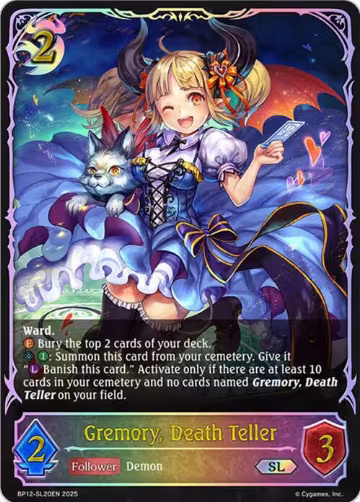 Gremory, Death Teller (SL) (BP12-SL20EN), Worldreaver’s Descent — Shadowverse card price