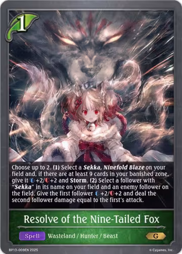 Resolve of the Nine-Tailed Fox (BP13-008EN), Dominion of Darkness — Shadowverse card price