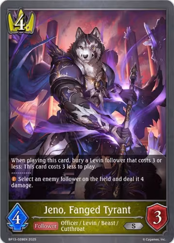 Jeno, Fanged Tyrant (BP13-028EN), Dominion of Darkness — Shadowverse card price