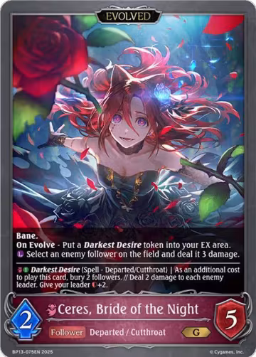 Ceres, Bride of the Night (Evolved) (BP13-075EN), Dominion of Darkness — Shadowverse card price