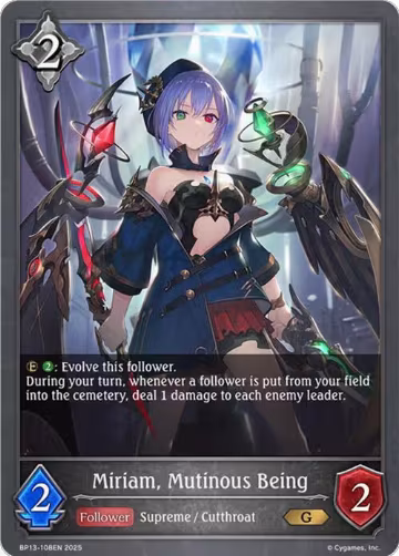 Miriam, Mutinous Being (BP13-108EN), Dominion of Darkness — Shadowverse card price