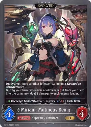 Miriam, Mutinous Being (Evolved) (BP13-109EN), Dominion of Darkness — Shadowverse card price