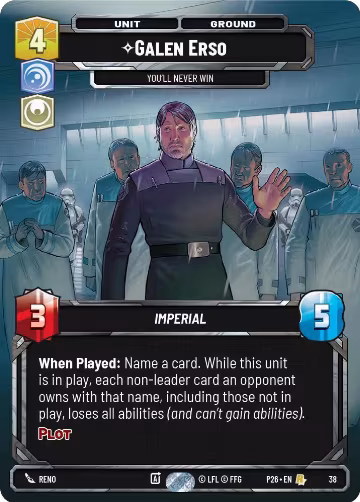 Galen Erso - You'll Never Win (38) (38), Sector and Regional Promos: Season 1 — Star Wars card price