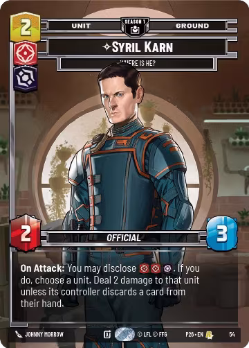 Syril Karn - Where Is He? (54) (54), Sector and Regional Promos: Season 1 — Star Wars card price