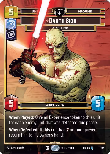 Darth Sion - Lord of Pain (87) (87), Sector and Regional Promos: Season 1 — Star Wars card price