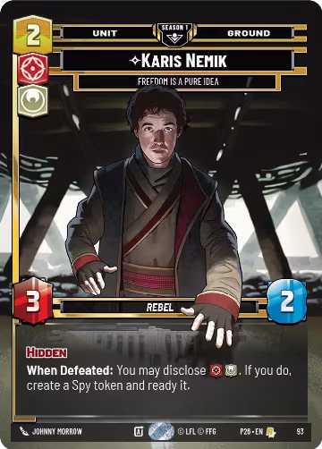 Karis Nemik - Freedom is a Pure Idea (93) (93), Sector and Regional Promos: Season 1 — Star Wars card price