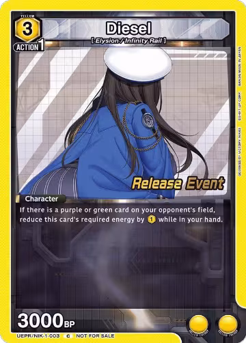 Diesel (UEPR/NIK-1-003), GODDESS OF VICTORY: NIKKE Release Event Cards — Union Arena card price