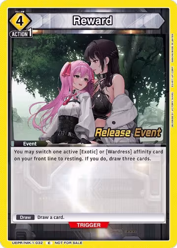 Reward (UEPR/NIK-1-032), GODDESS OF VICTORY: NIKKE Release Event Cards — Union Arena card price