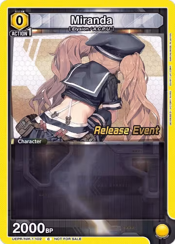 Miranda (UEPR/NIK-1-102), GODDESS OF VICTORY: NIKKE Release Event Cards — Union Arena card price