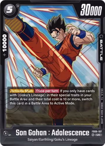 Son Gohan : Adolescence - FB08-107 (FB08-107), Saiyan's Pride — DB Fusion card price