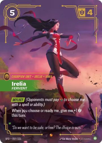 Irelia, Fervent (057/221), Spiritforged — Riftbound card price