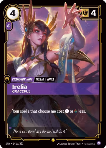 Irelia, Graceful (Alternate Art) (141a/221), Spiritforged — Riftbound card price