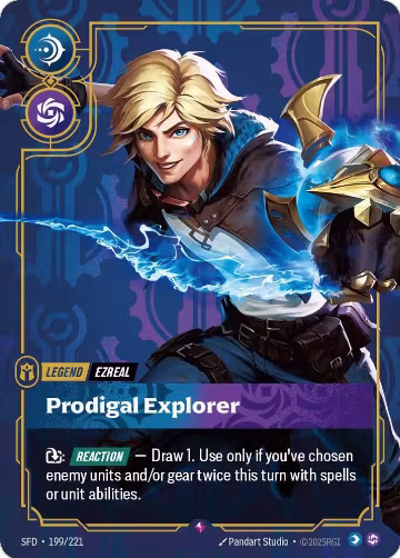 Ezreal, Prodigal Explorer (199/221), Spiritforged — Riftbound card price
