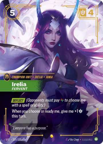 Irelia, Fervent (Overnumbered) (225/221), Spiritforged — Riftbound card price