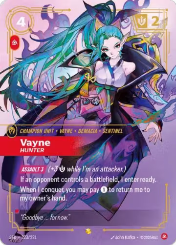 Vayne, Hunter (Overnumbered) (223/221), Spiritforged — Riftbound card price