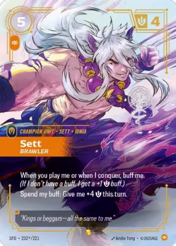 Sett, Brawler (Signature) (232*/221), Spiritforged — Riftbound card price