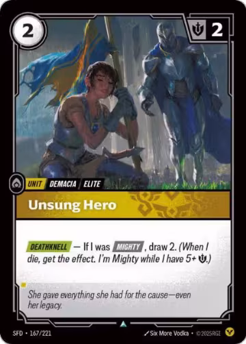 Unsung Hero (167/221), Spiritforged — Riftbound card price