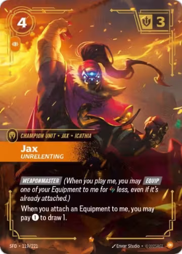 Jax, Unrelenting (119/221), Spiritforged — Riftbound card price