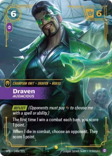 Draven, Audacious (Alternate Art) (148a/221), Spiritforged — Riftbound card price
