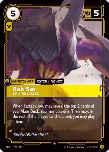 Rek'Sai, Swarm Queen (170/221), Spiritforged — Riftbound card price