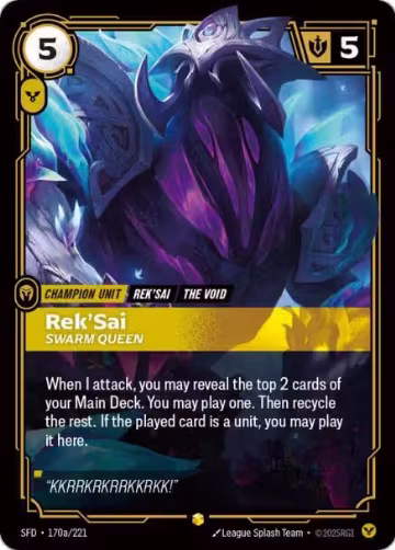 Rek'Sai, Swarm Queen (Alternate Art) (170a/221), Spiritforged — Riftbound card price