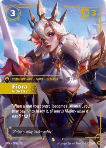 Fiora, Worthy (Alternate Art) (180a/221), Spiritforged — Riftbound card price