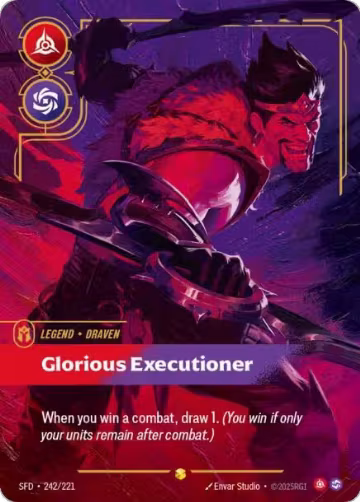 Draven, Glorious Executioner (Overnumbered) (242/221), Spiritforged — Riftbound card price