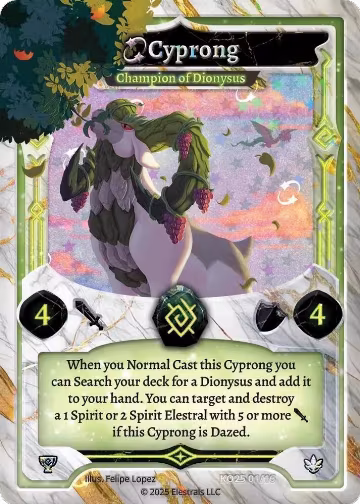 Cyprong - Champion of Dionysus (Serialized) (KO25 /16), Kissimmee Open 2025 — Elestrals card price