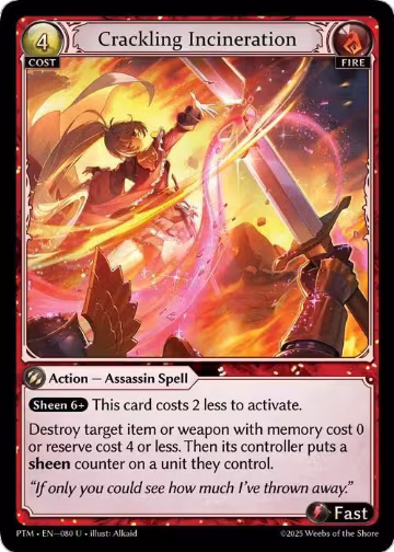 Crackling Incineration (080), Phantom Monarchs — Grand Archive card price